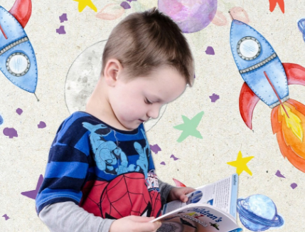 Child reading a book